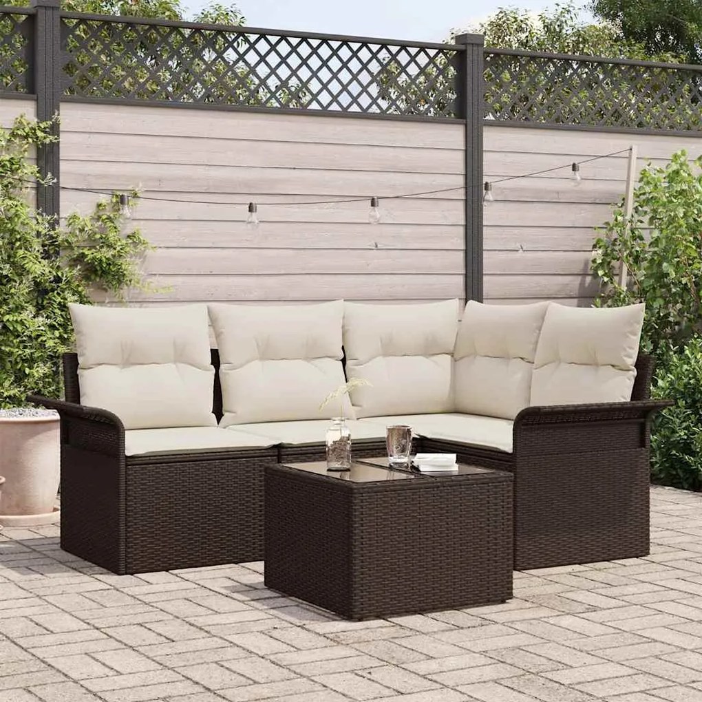 Conjunto de Sofás de Jardim vidaXL 4 Peças com Almofadas Cinza Rattan