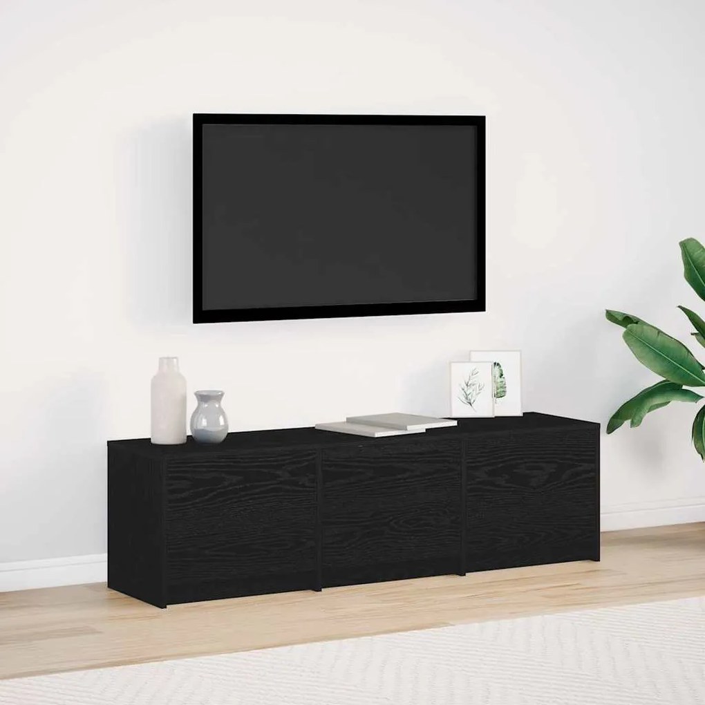 vidaXL Armário de TV com LED Carvalho Preto 140x34x40 cm Madeira de Engenharia