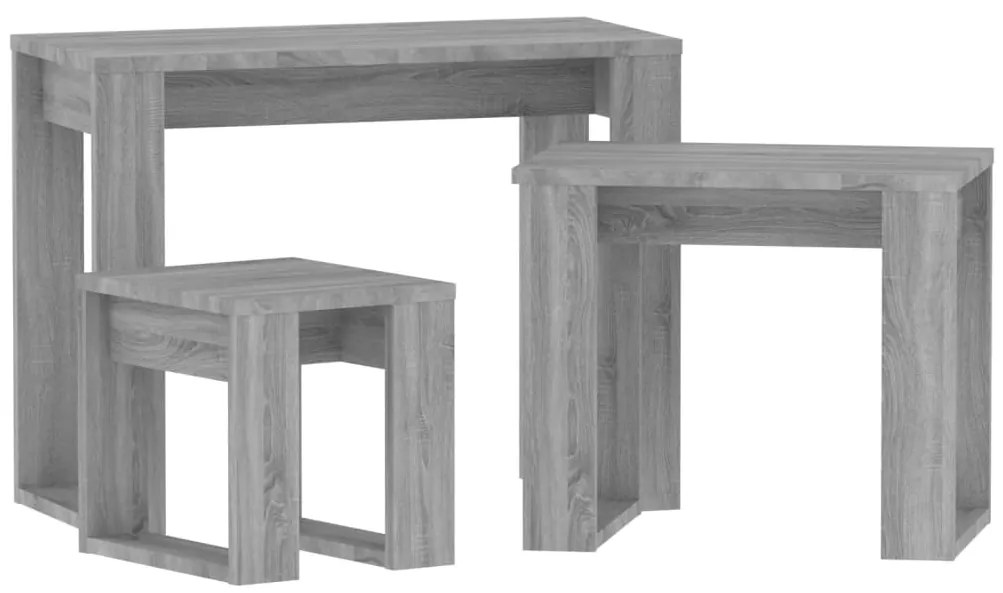 Mesas de encastrar 3 pcs derivados de madeira cinzento sonoma