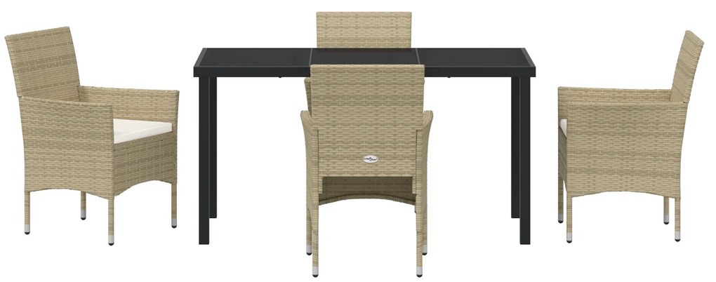 Conjunto de Jantar de Jardim 5 peças Bege Rattan PE