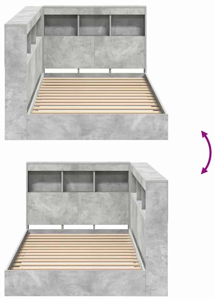 Cama de Estante Cinza Concreto 75x190 cm - Madeira Estruturada