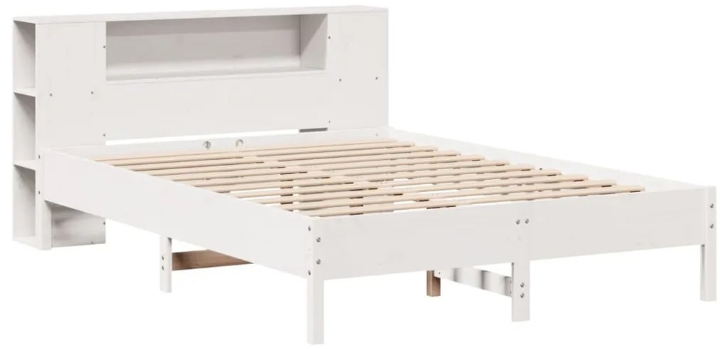 Cama com estante sem colchão 160x200 cm pinho maciço branco