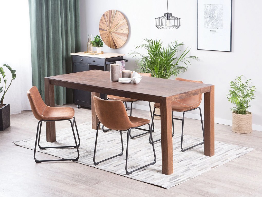 Mesa de jantar em madeira castanha escura 180 x 85 cm NATURA Beliani