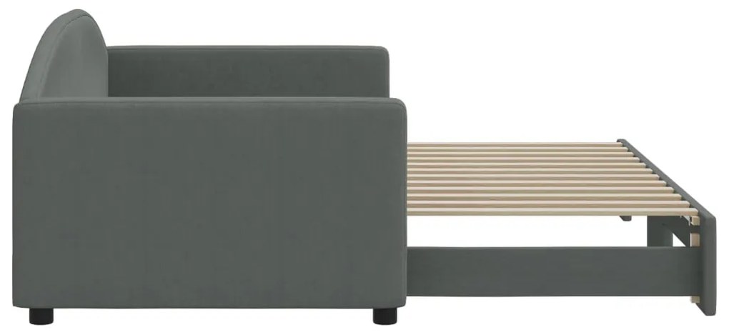 Sofá-cama com gavetão 90x200 cm tecido cinzento-escuro