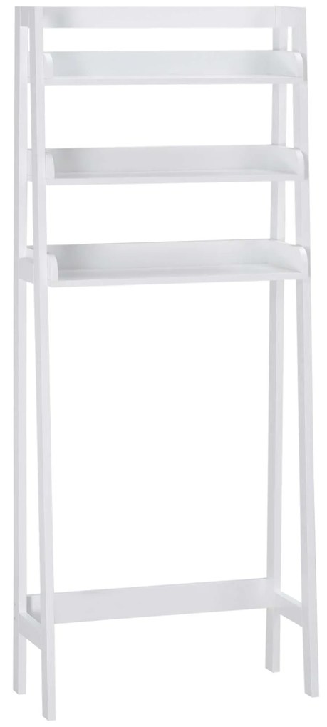 kleankin Prateleiras sobre Sanita Prateleiras de Armazenamento para Casa de Banho Lavanderia Anti-Tombo 63,5x28x156,2cm Branco