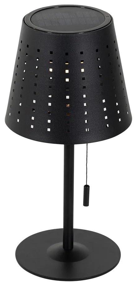 Candeeiro de mesa de exterior preto com LED regulável em 3 níveis recarregável e solar - Ferre Design