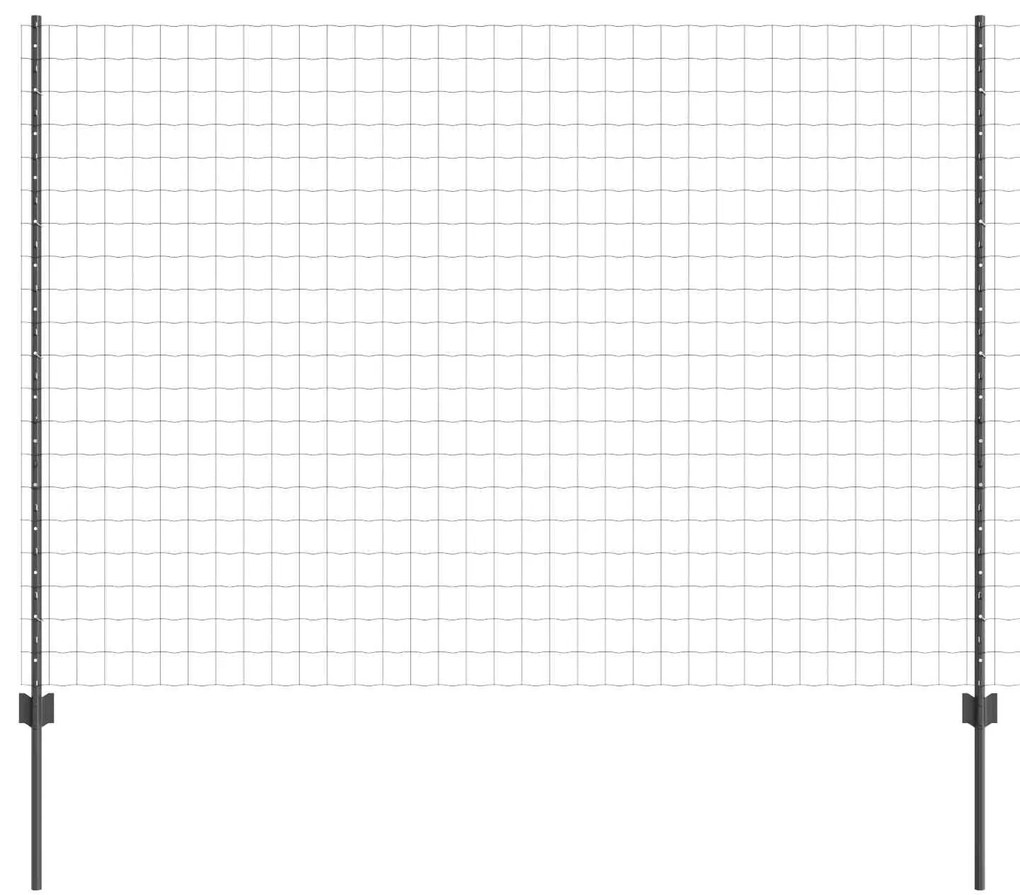 vidaXL Cerca e Poste Cinzeto 1,5 x 10 m Aço