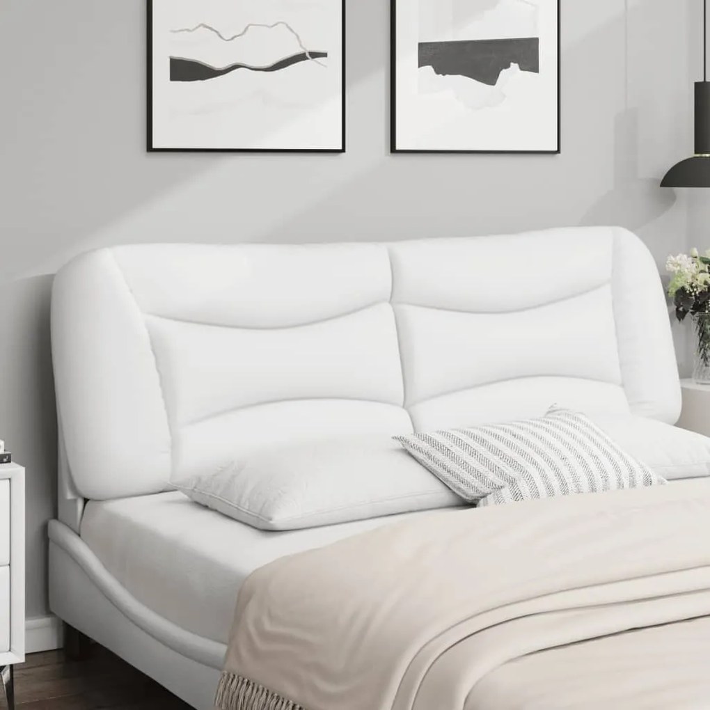 Almofadão de cabeceira 160 cm couro artificial branco