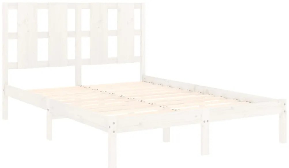 Estrutura cama pequena casal 120x190 cm pinho maciço branco