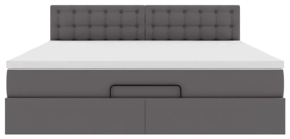 Cama otomana com colchões &amp; LEDs 160x200 cm couro artificial