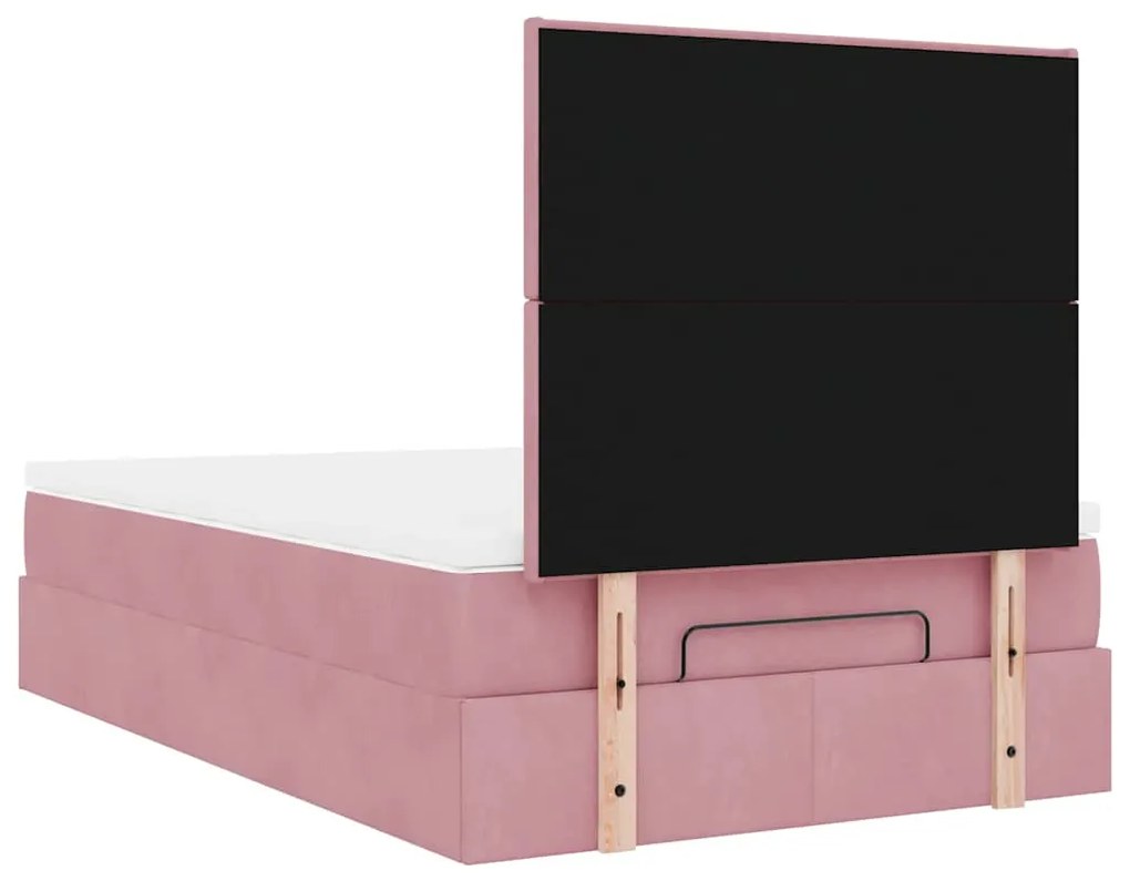 Estrutura de cama otomana com colchões 120x200 cm veludo rosa