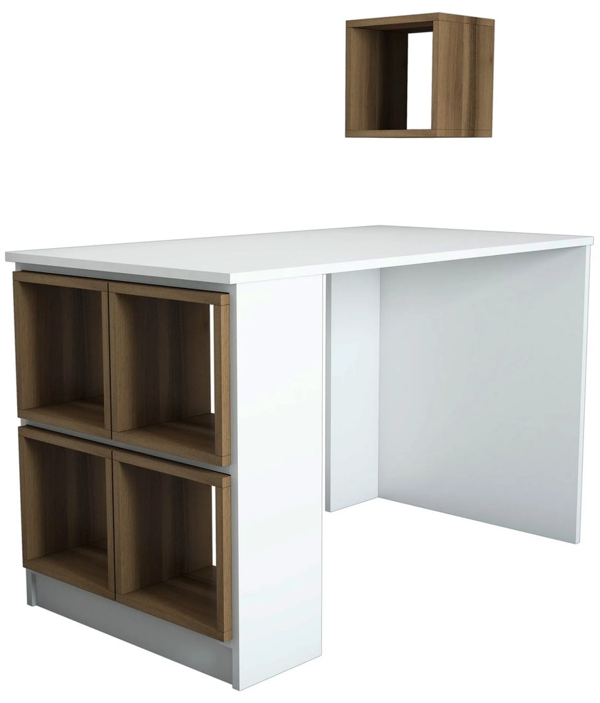 Secretária Box – Branco Nogueira – 120x75x65 cm