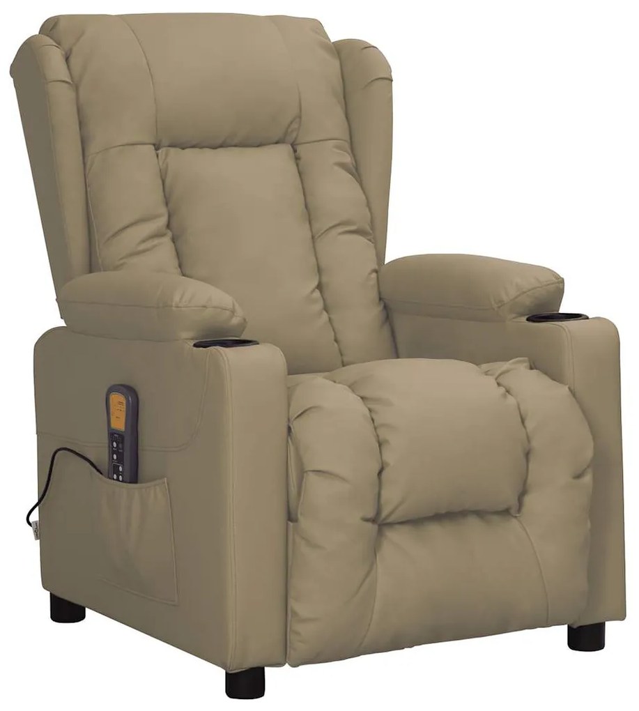 Poltrona de massagens elevatória couro artificial cappuccino