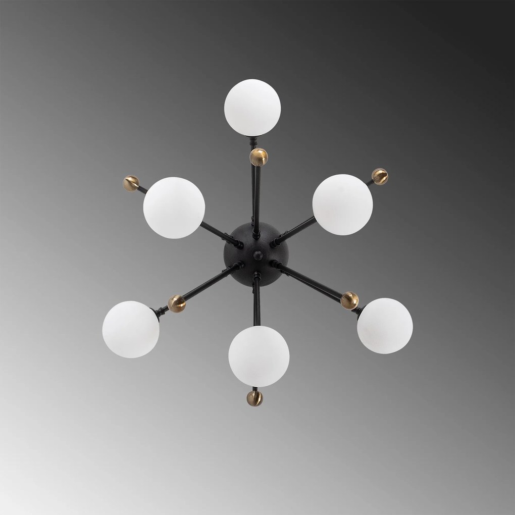 Candeeiro Chandelier Roze – Preto Antique Branco – 50 x 50 x 28 cm