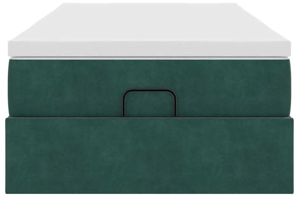 Estrutura de cama otomana vidaXL com colchão verde escuro Veludo