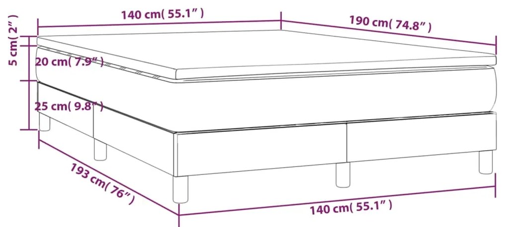 Cama com molas/colchão 140x190 cm veludo cinzento-escuro