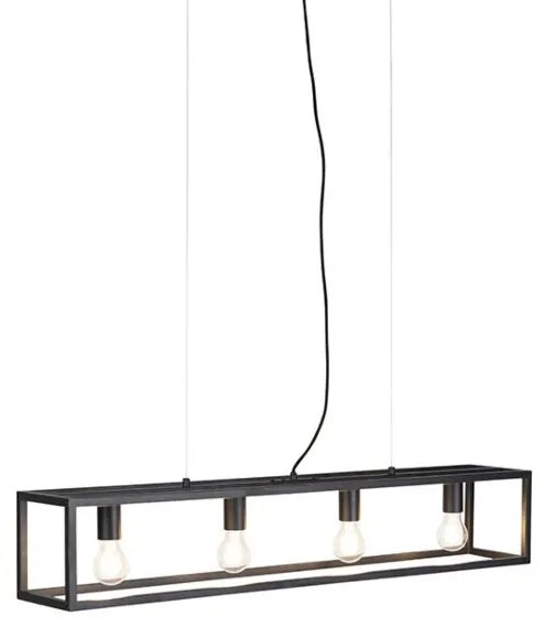 LED Candeeiro Pendente Inteligente Industrial Preto c/ 4 WiFi A60 - Cage Industrial