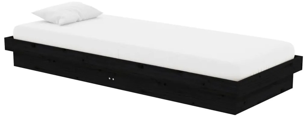 Estrutura cama pequena solteiro 75x190 cm madeira maciça preto