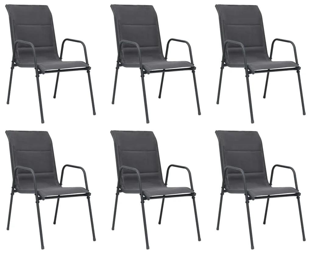 Cadeiras de jardim empilháveis 6 pcs aço e textilene antracite