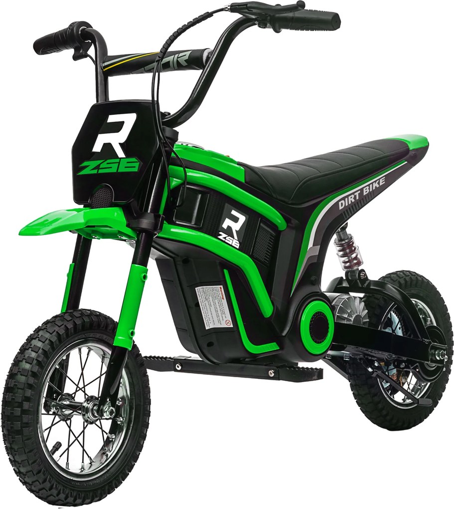 Mota elétrica de motocross para crianças, com motor de 350 W, bateria de 12 V, velocidade de 8-16 km/h, pneus insufláveis de 12'' e cor verde
