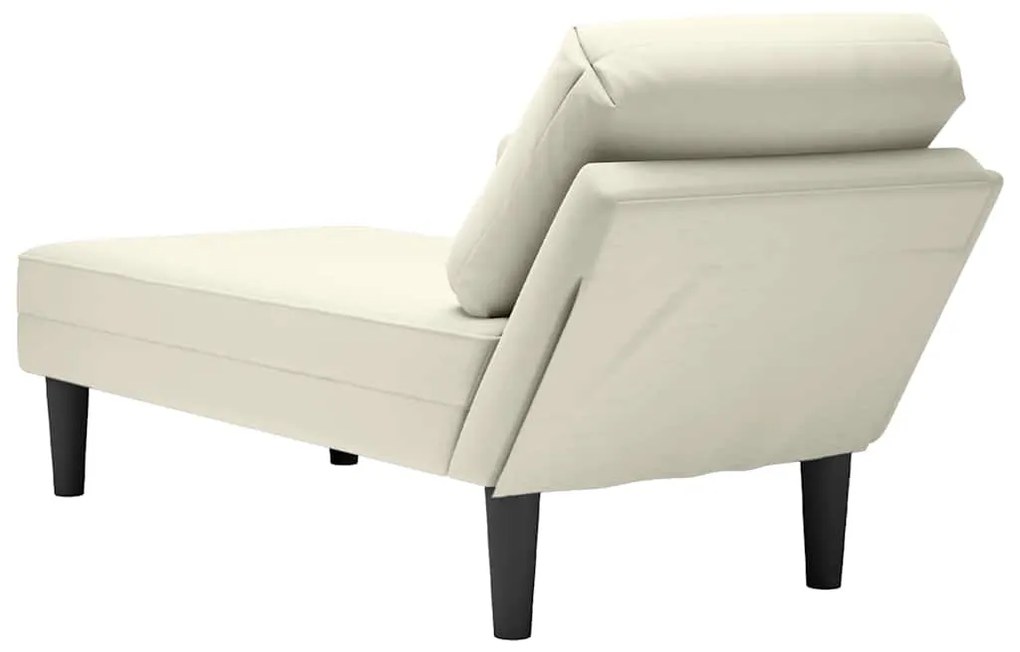 Chaise lounge c/ almofada/apoio de braços direito veludo creme