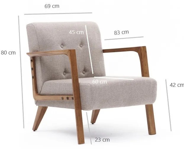 Cadeira Wing Kemer – Creme – 69x80x83 cm