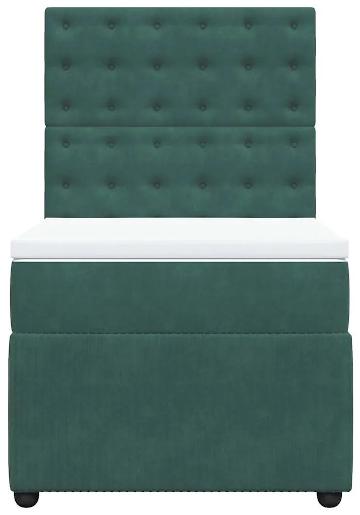 Cama com molas/colchão 100x200 cm veludo verde-escuro