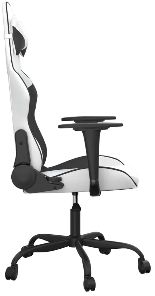 Cadeira gaming couro artificial branco e preto
