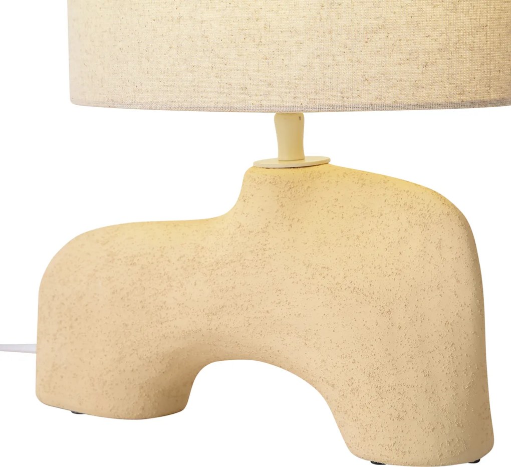 Candeeiro de Mesa Wabi Sabi Bege com Abajur de Linho 35cm - Florence