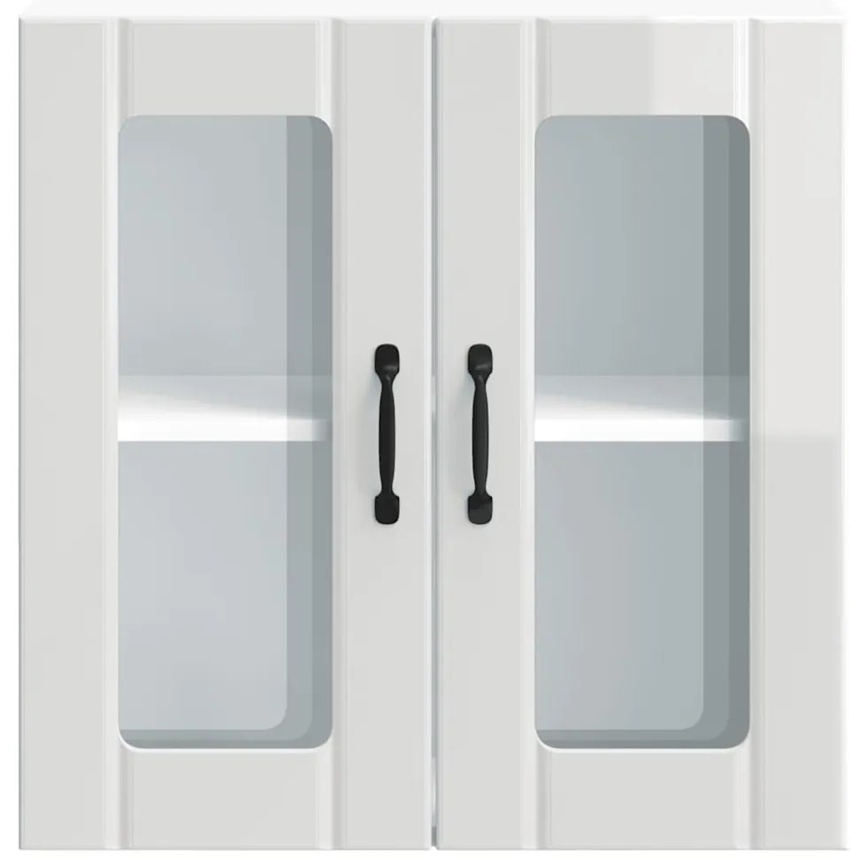 Armário parede de cozinha porta vidro Lucca branco brilhante