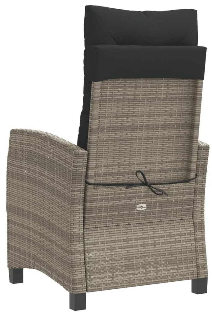 Cadeiras jardim reclináveis 2 pcs c/ almofadões vime PE cinza