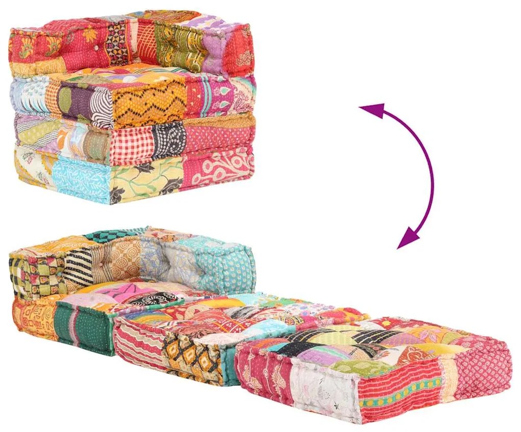 Pufe modular tecido em retalhos