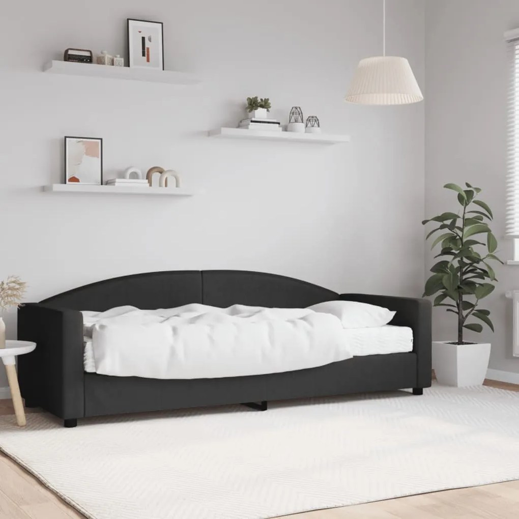 3197167 vidaXL Sofá-cama com colchão 80x200 cm tecido preto