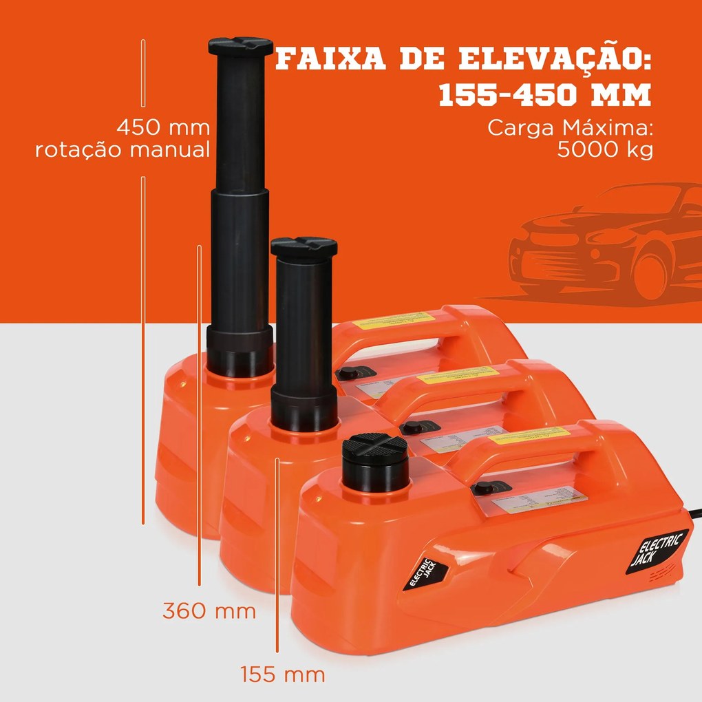 DURHAND Kit de Macaco Elétrico para Carro 12V Macaco Elétrico de Eleva