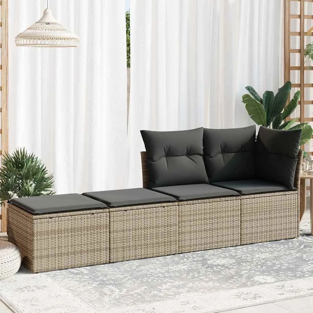 2 pcs conjunto sofás jardim almofadões vime PE/acácia cinzento