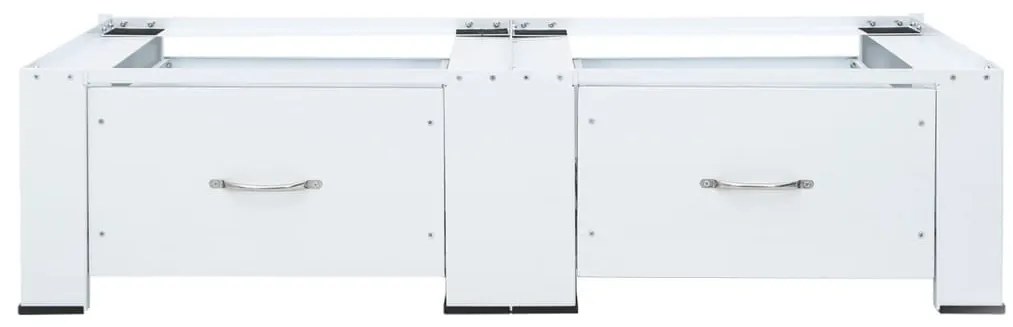 Suporte para máquina de lavar roupa duplo com gavetas branco