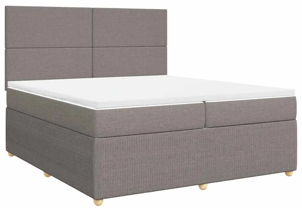 Cama com molas/colchão 200x200 cm tecido castanho-acinzentado