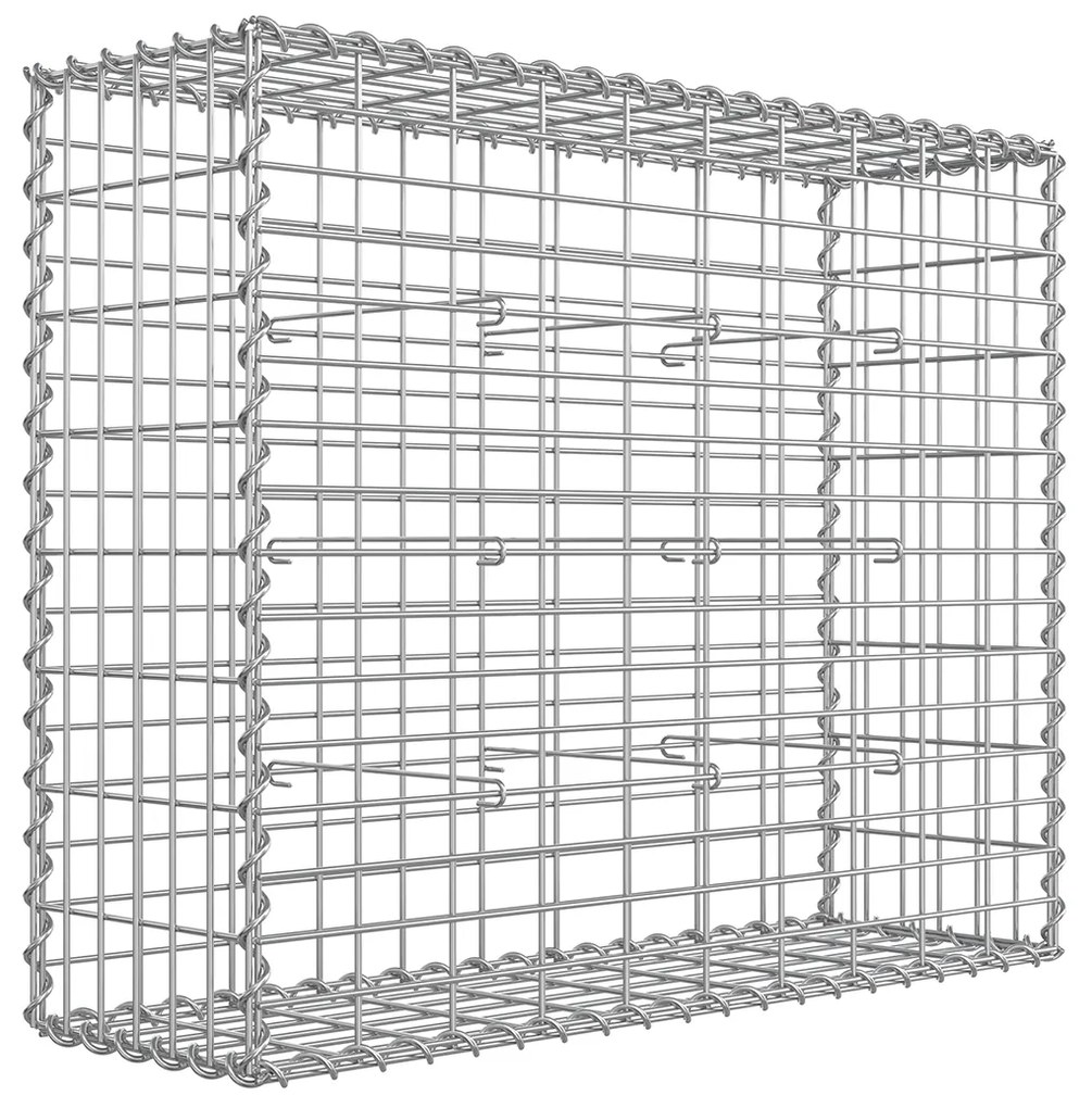 Cesto de gabião 100 x 80 x 30 cm conjunto 1 Peça prata