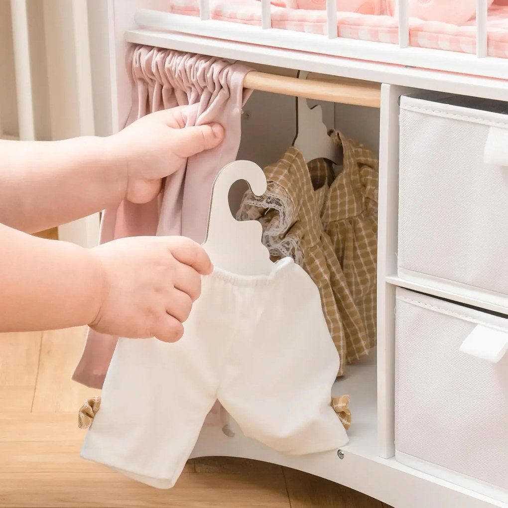 Berço de madeira de brincar para bonecas e crianças 57 × 56 × 29 cm Rosa