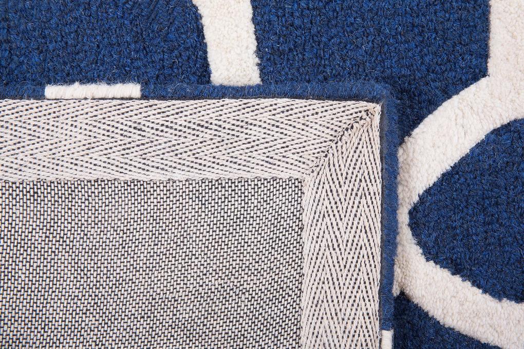 Tapete de lã azul marinho 80 x 150 cm SILVAN Beliani