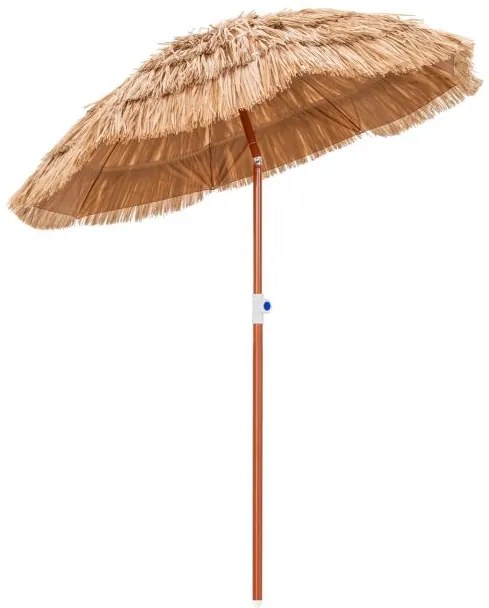 Guarda-sol Havaiano Tiki com telhado de colmo, inclinável e portátil 175 x 194 cm em Palha PP, tecido de poliéster e cor Natural