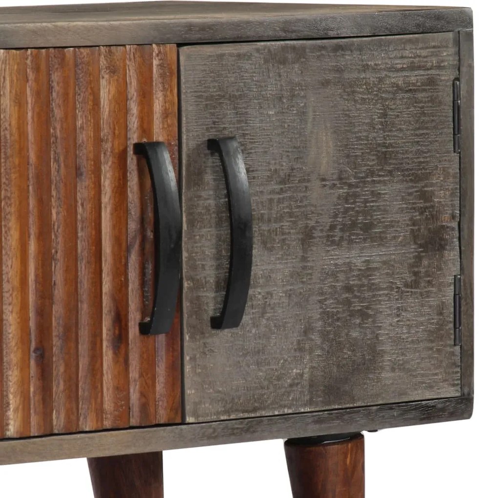 Móvel TV 130x30x46 cm madeira mangueira áspera maciça cinzento