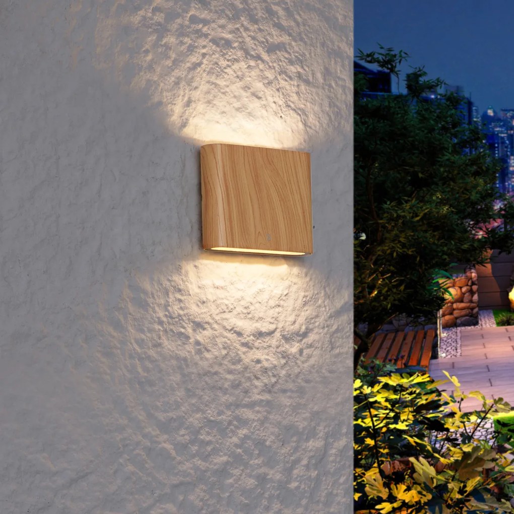 Candeeiro de parede exterior escandinavo impressão de madeira 11,5cm incl. LED IP65 - Batt