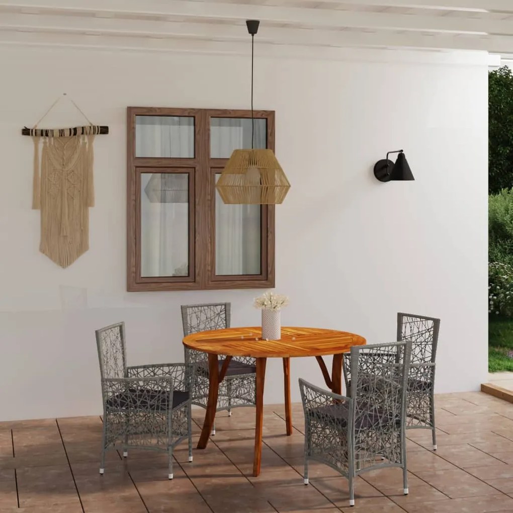 vidaXL 5 pcs conjunto de jantar para jardim cinzento