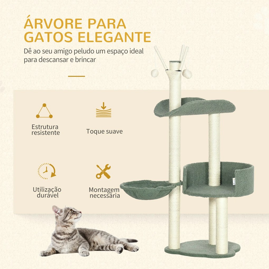 PawHut Árvore Arranhador para Gatos Torre para Gatos Altura 123cm com