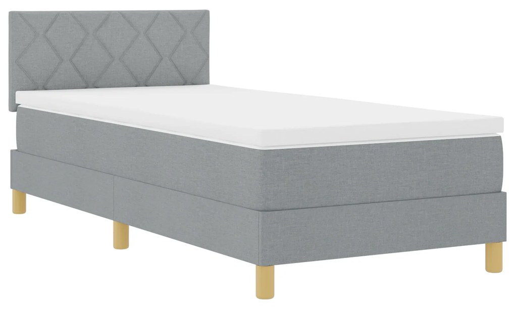 Cama Box Spring com Colchão Cinza Claro 90x200 cm Tecido