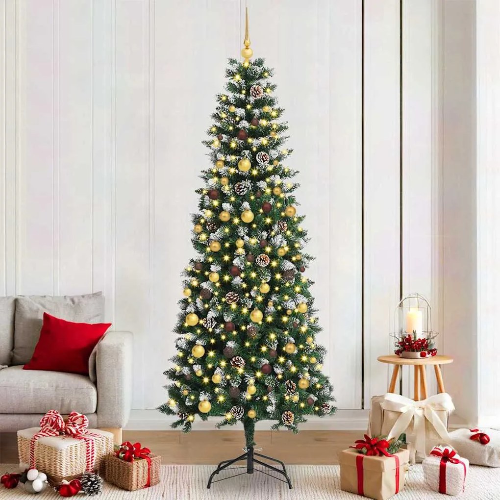 vidaXL Árvore de Natal Artificial Verde 210 cm PVC, Plástico e Aço