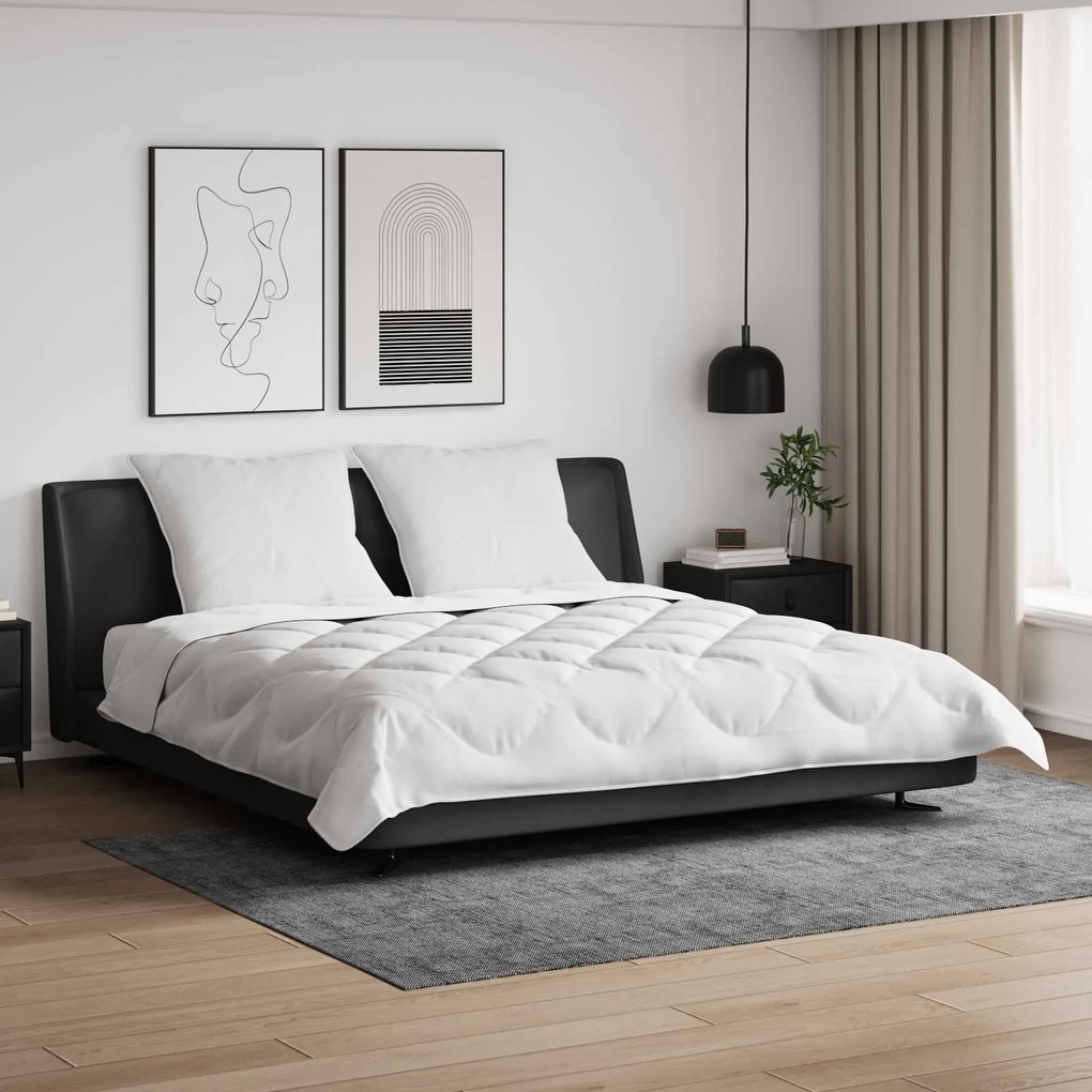 vidaXL Edredão com travesseiro 3 pcs Branco Microfibra