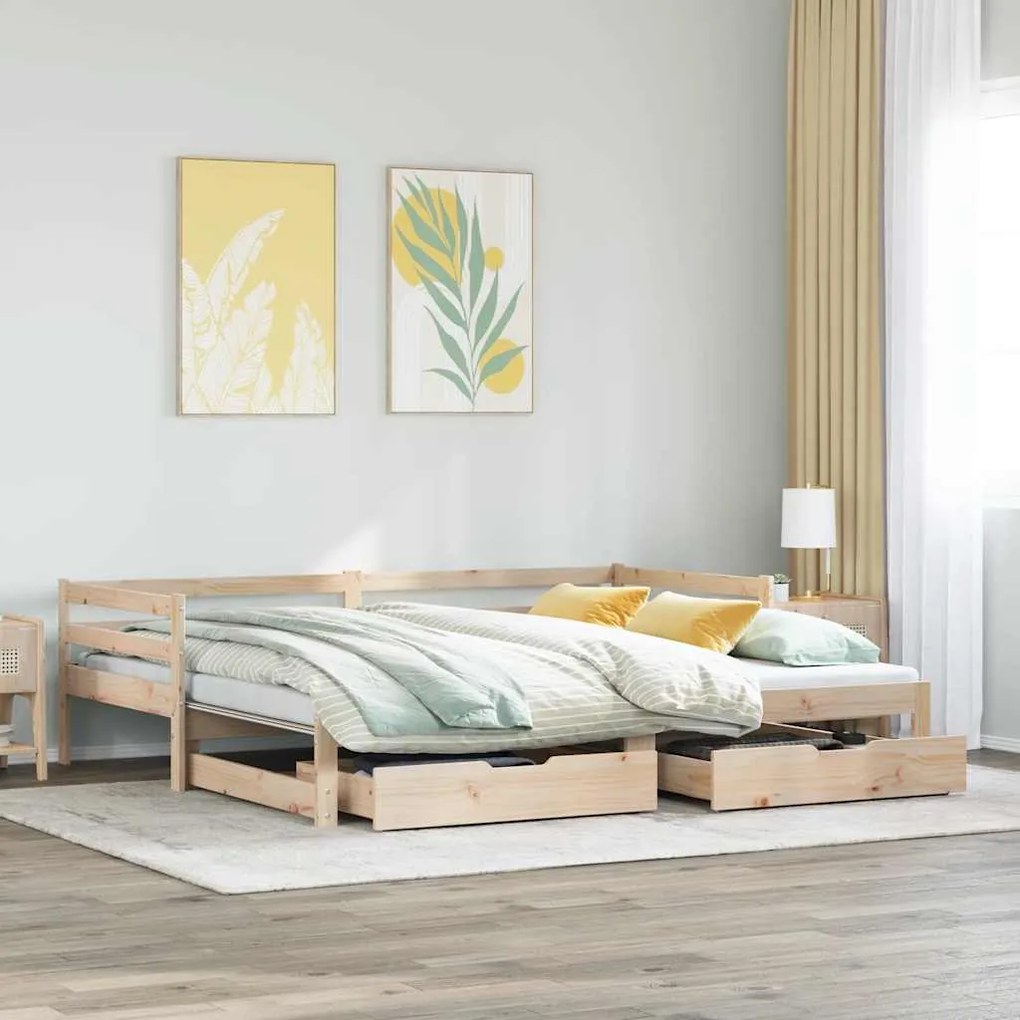 vidaXL Sofá-cama com gavetão e gavetas sem colchão 90x190 cm
