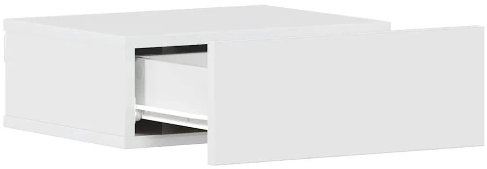 Mesas de cabeceira suspensas 2 pcs 40x30x15 cm branco brilhante